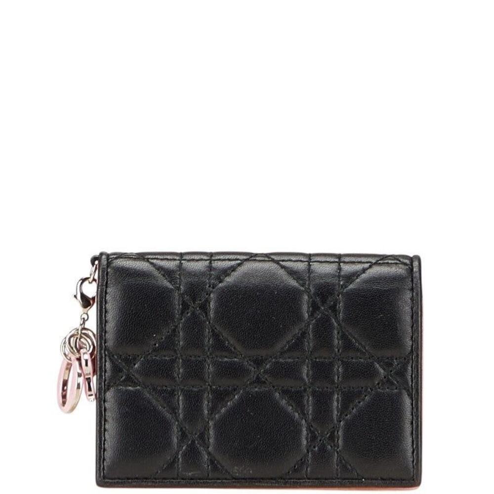 Dior Lady Dior Cannage Leather Card Case Black